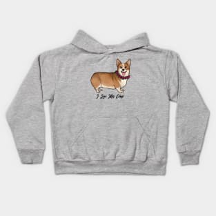 I Love My Corgi Dog With Rose Necklace Kids Hoodie